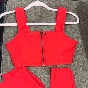 ALO Yoga Red Zip-Up Sports Bra